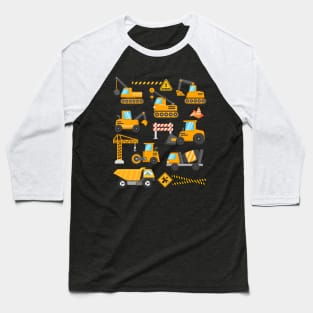 Construction Excavator Kids Site Truck Birthday Toddler Boys Baseball T-Shirt